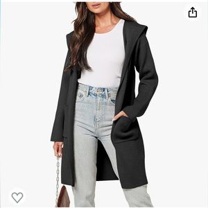 Open front oversize knit coatigan with hood